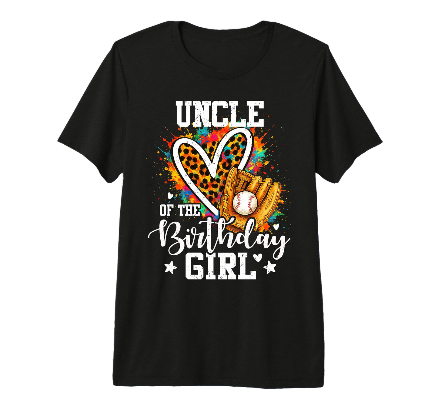 Uncle Birthday Baseball Player Leopard Tri T-Shirt - Unique Graphic Unisex - T-Shirt, Sweatshirt, Hoodie