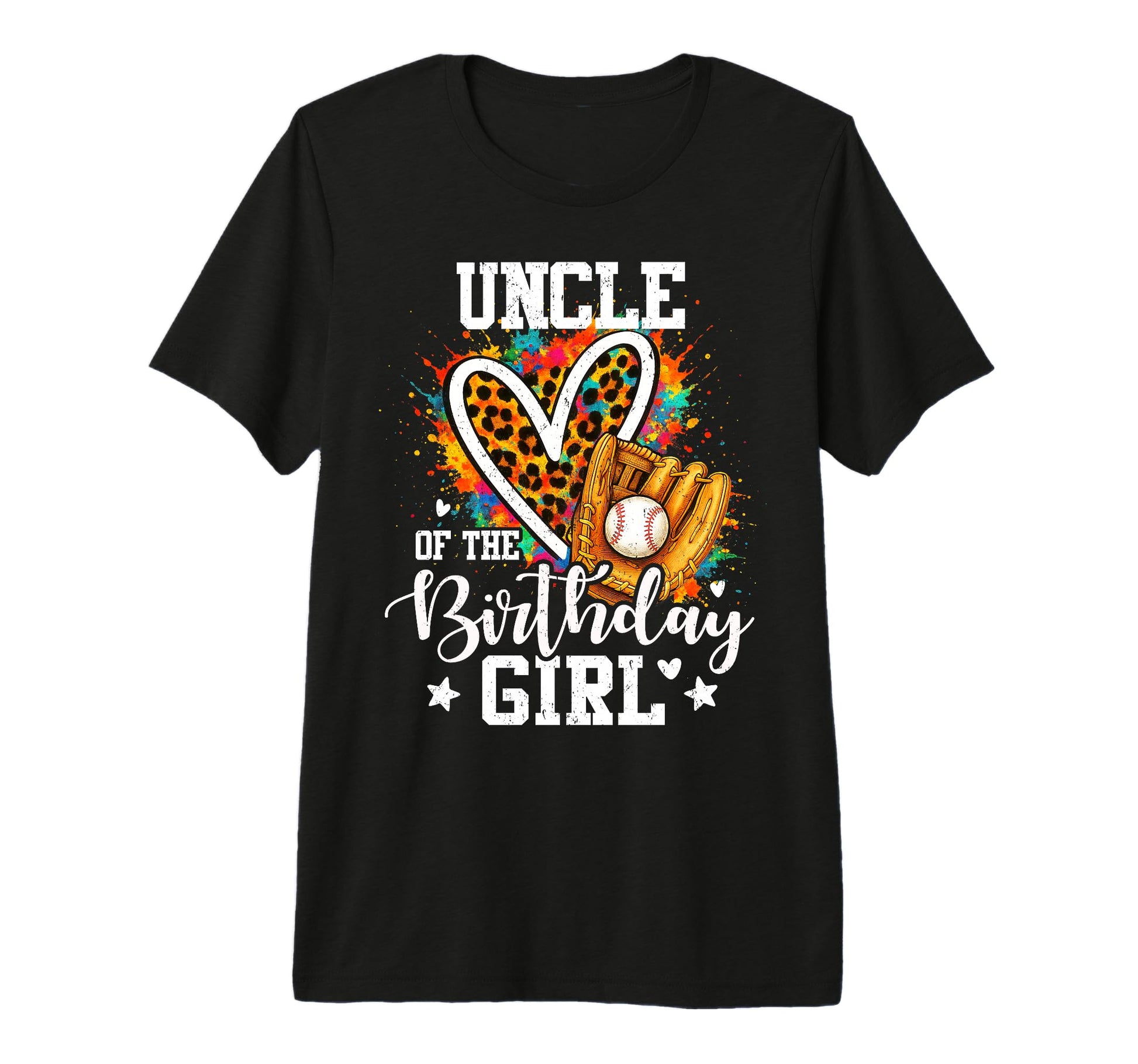 Uncle Birthday Baseball Player Leopard Tri T-Shirt - Unique Graphic Unisex - T-Shirt, Sweatshirt, Hoodie
