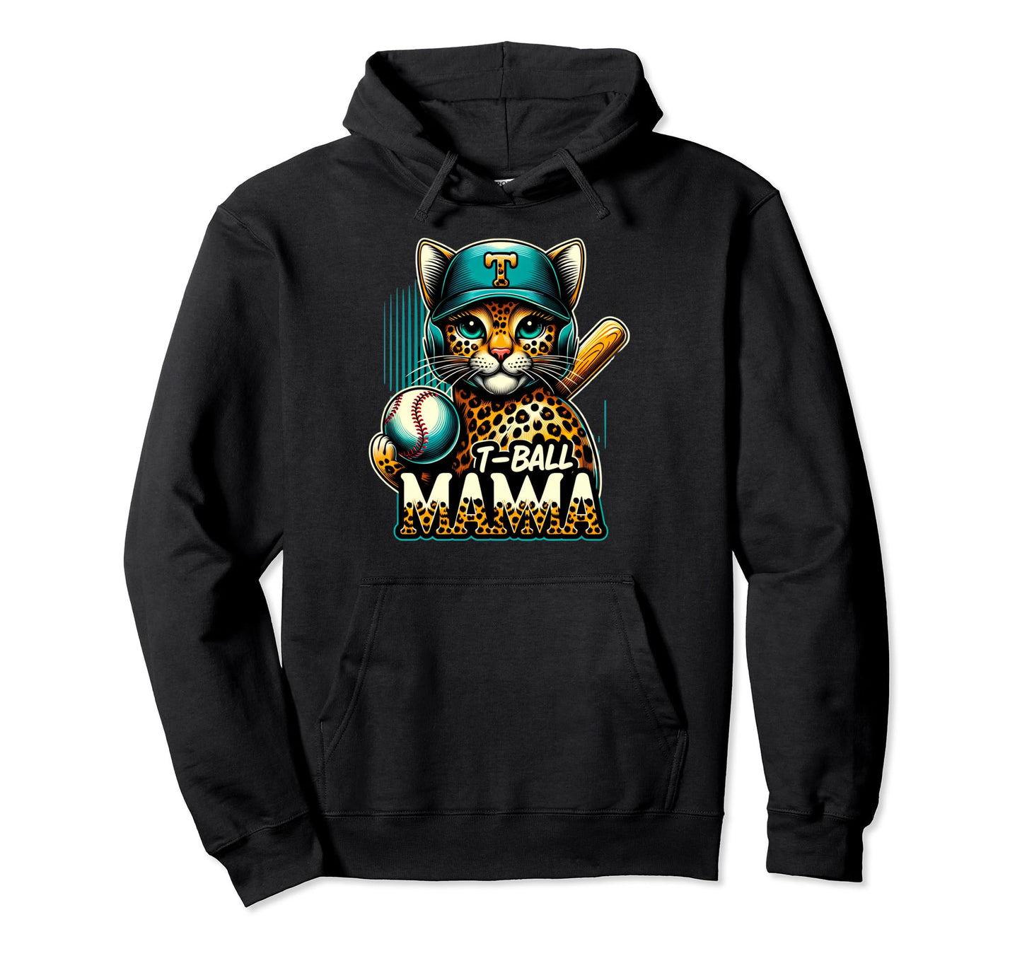 Teeball Mom Leopard T Ball Mom Hoodie - Casual Everyday Wear Unisex - T-Shirt, Sweatshirt, Hoodie