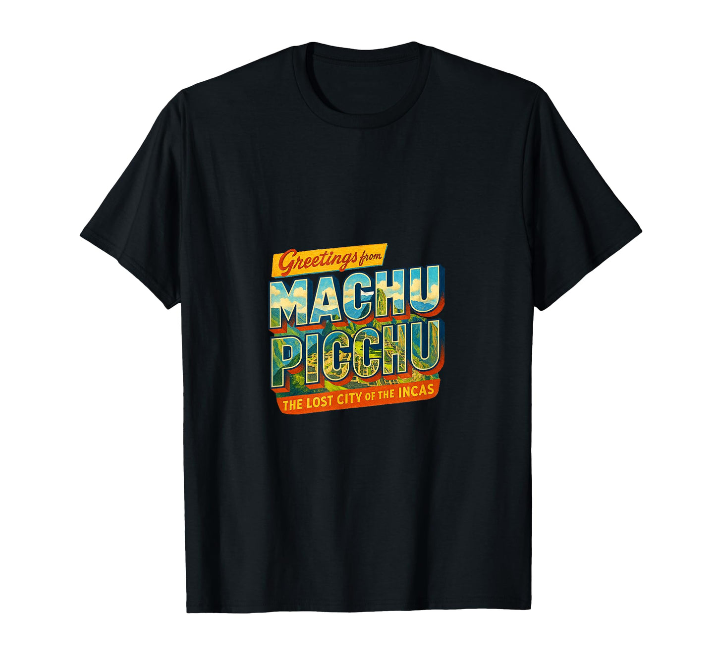 Machu Picchu Travel Postcard Peru T-Shirt - Minimalist Print for Adults - T-Shirt, Sweatshirt, Hoodie