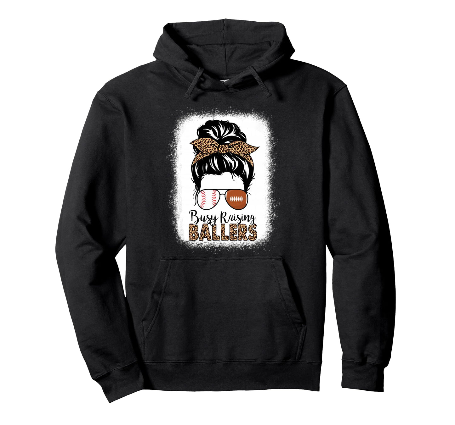 Baseball Football Mom Messy Bun Busy Hoodie - Unique Graphic Unisex - T-Shirt, Sweatshirt, Hoodie