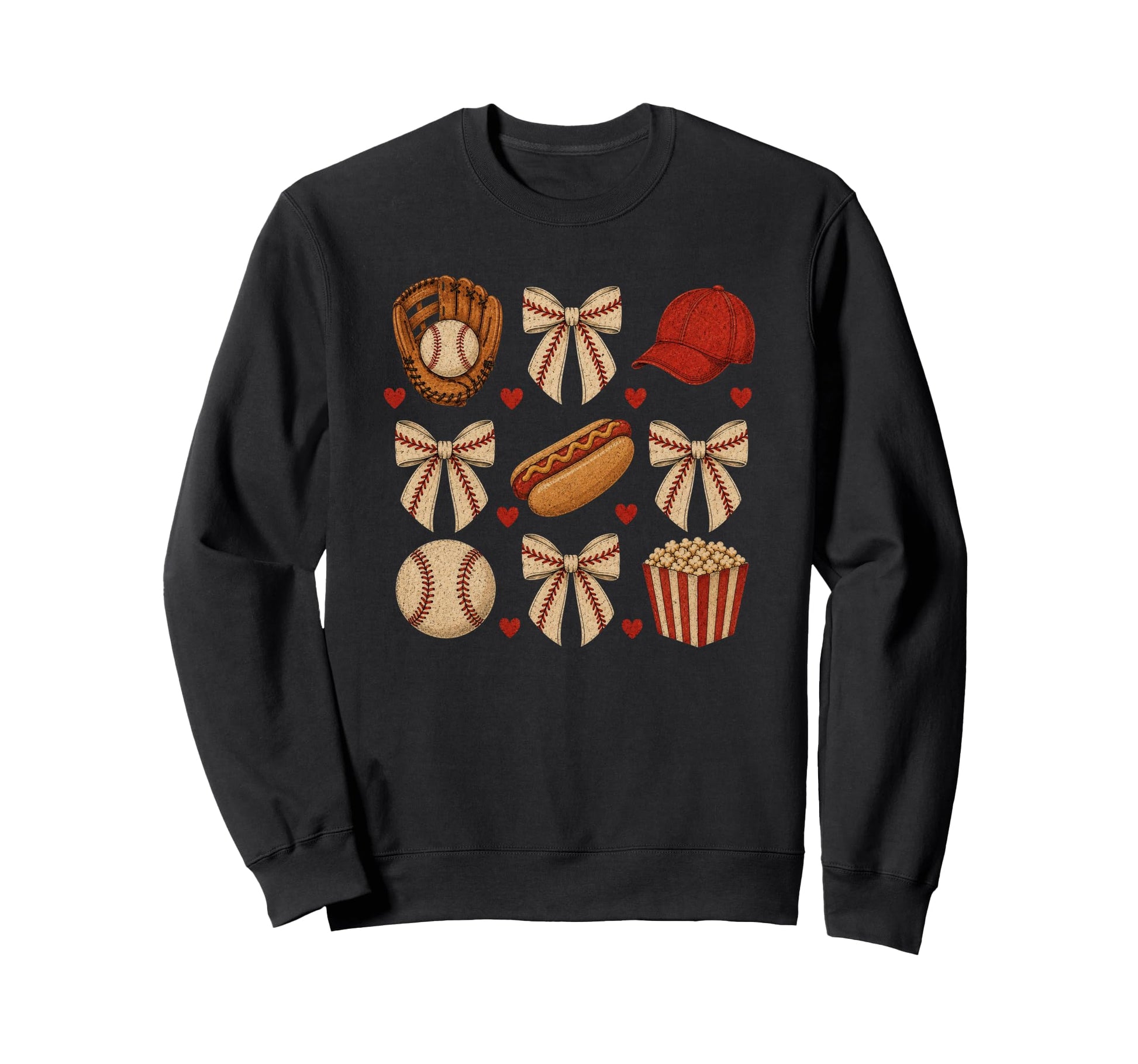 Baseball Coquette Ribbon Bows Sweatshirt - Fun Novelty Design for Adults - T-Shirt, Sweatshirt, Hoodie