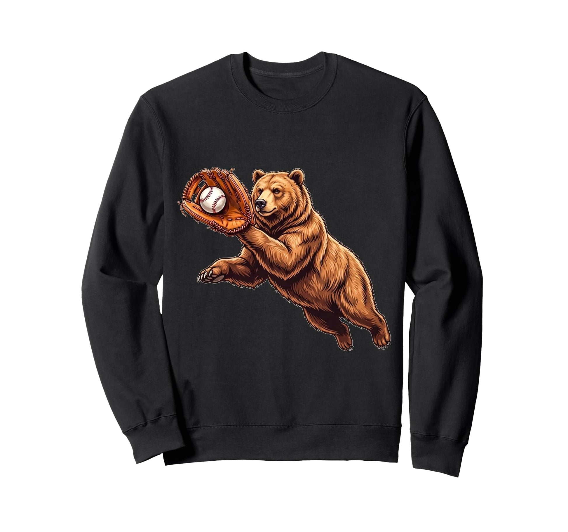 Funny Bear Catching Ball Baseball Wild Sweatshirt - Novelty Apparel Unisex - T-Shirt, Sweatshirt, Hoodie