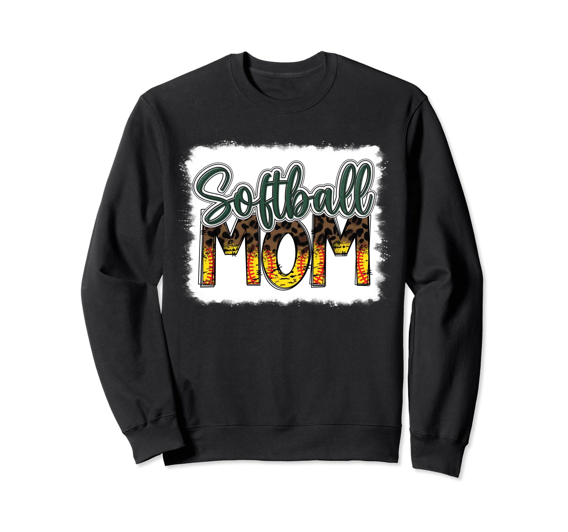 Bleached Softball Mom Leopard Funny Sweatshirt - Trendy Graphic Unisex - T-Shirt, Sweatshirt, Hoodie