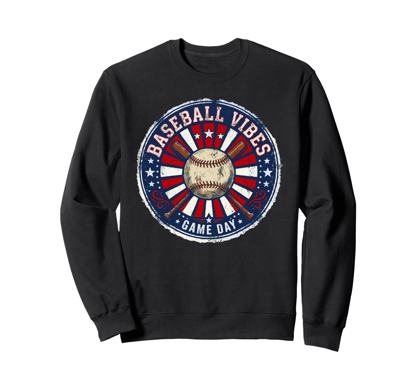 Baseball Vibes Game Day Flag Sweatshirt - Trendy Graphic Men Women - T-Shirt, Sweatshirt, Hoodie
