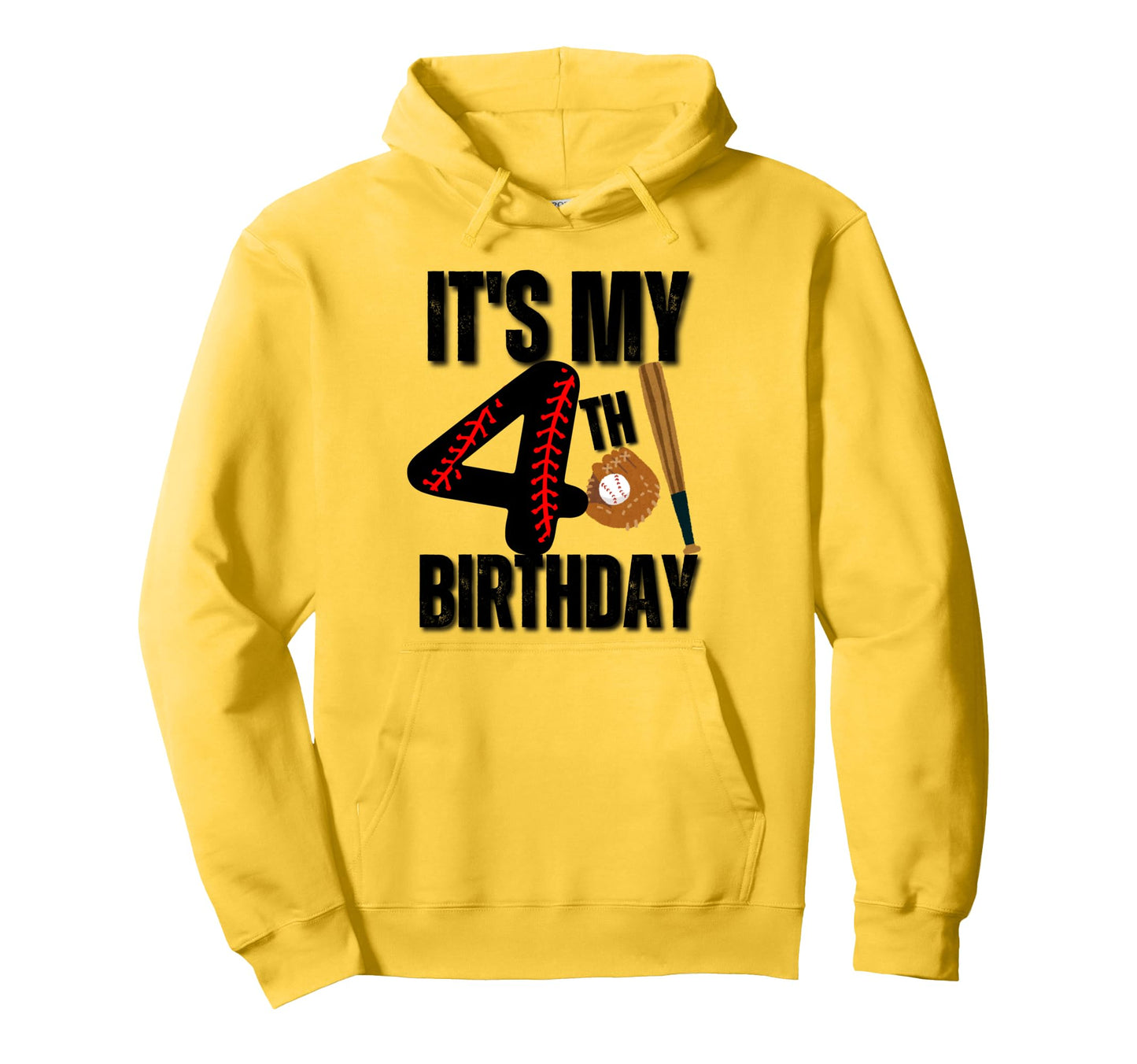 Its My 4Th Birthday Baseball Player Hoodie - Fun Novelty Design Men Women - T-Shirt, Sweatshirt, Hoodie