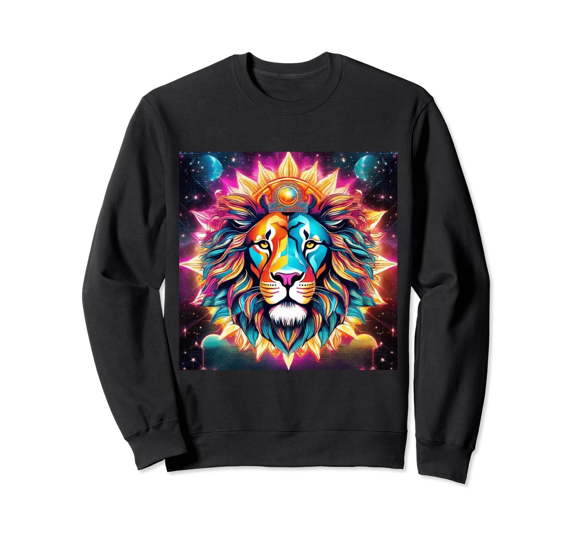 80S Synthwave Lion Anime Royal Cat Sweatshirt - Custom Art Print Unisex - T-Shirt, Sweatshirt, Hoodie