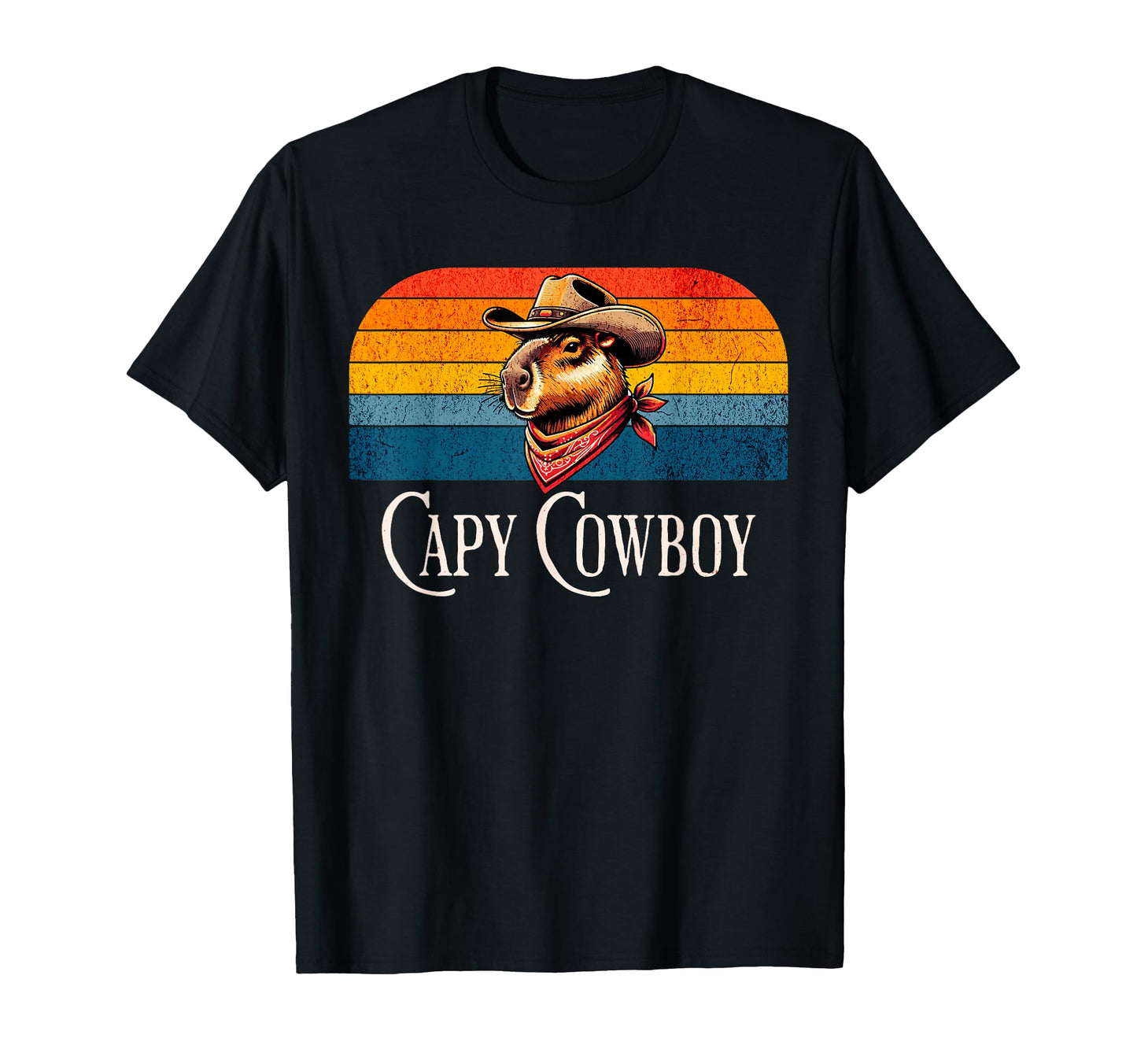 Funny Capy Capybara Cowboy Western T-Shirt - Custom Art Print Men Women - T-Shirt, Sweatshirt, Hoodie