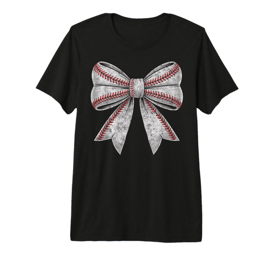 Baseball Ball Bow Player Mother T-Shirt - Casual Everyday Wear Unisex - T-Shirt, Sweatshirt, Hoodie