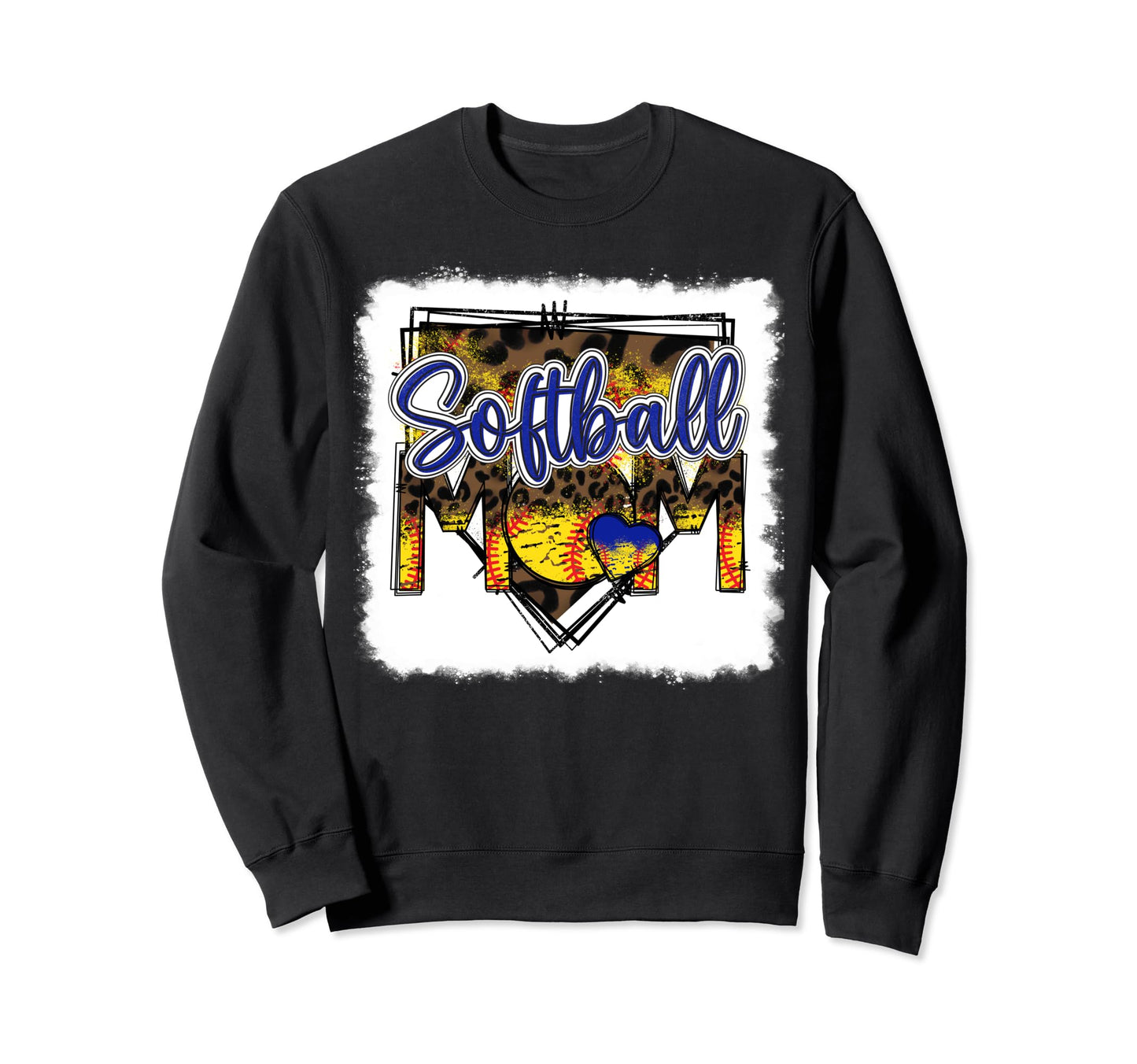 Bleached Softball Mom Leopard Funny Sweatshirt - Trendy Graphic Unisex - T-Shirt, Sweatshirt, Hoodie