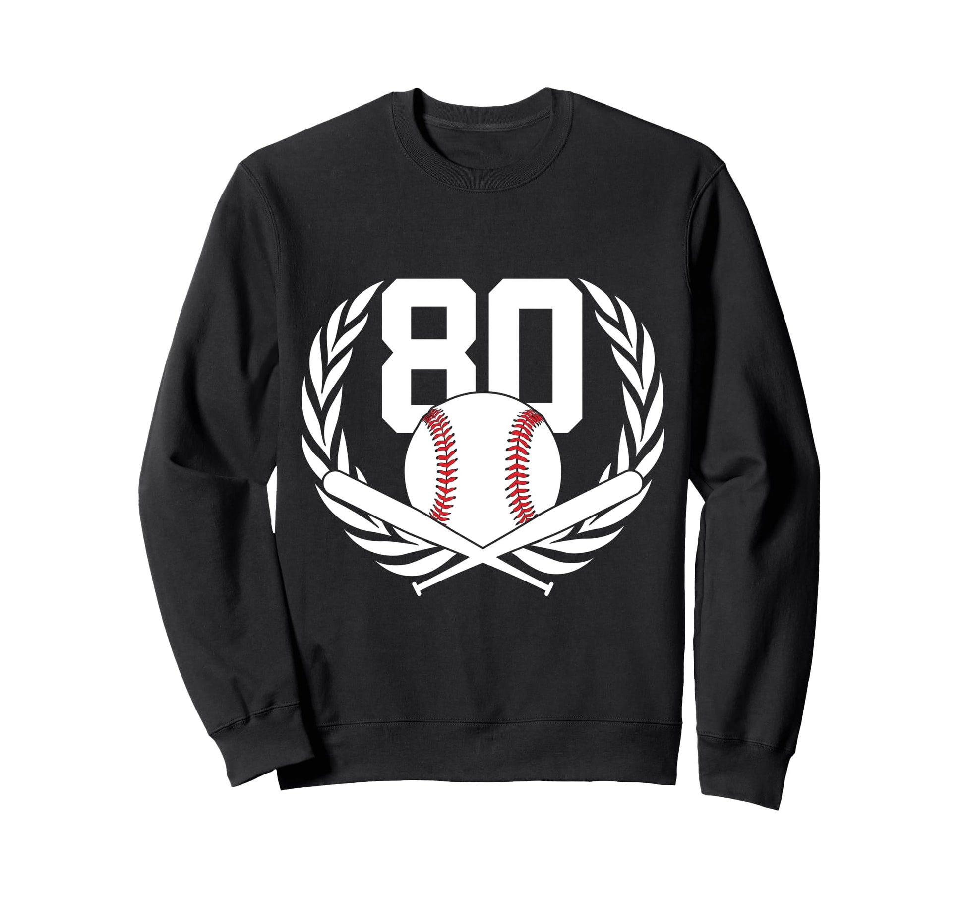 80 Years Number 80 Baseball 80Th Sweatshirt - Fun Novelty Design Unisex - T-Shirt, Sweatshirt, Hoodie