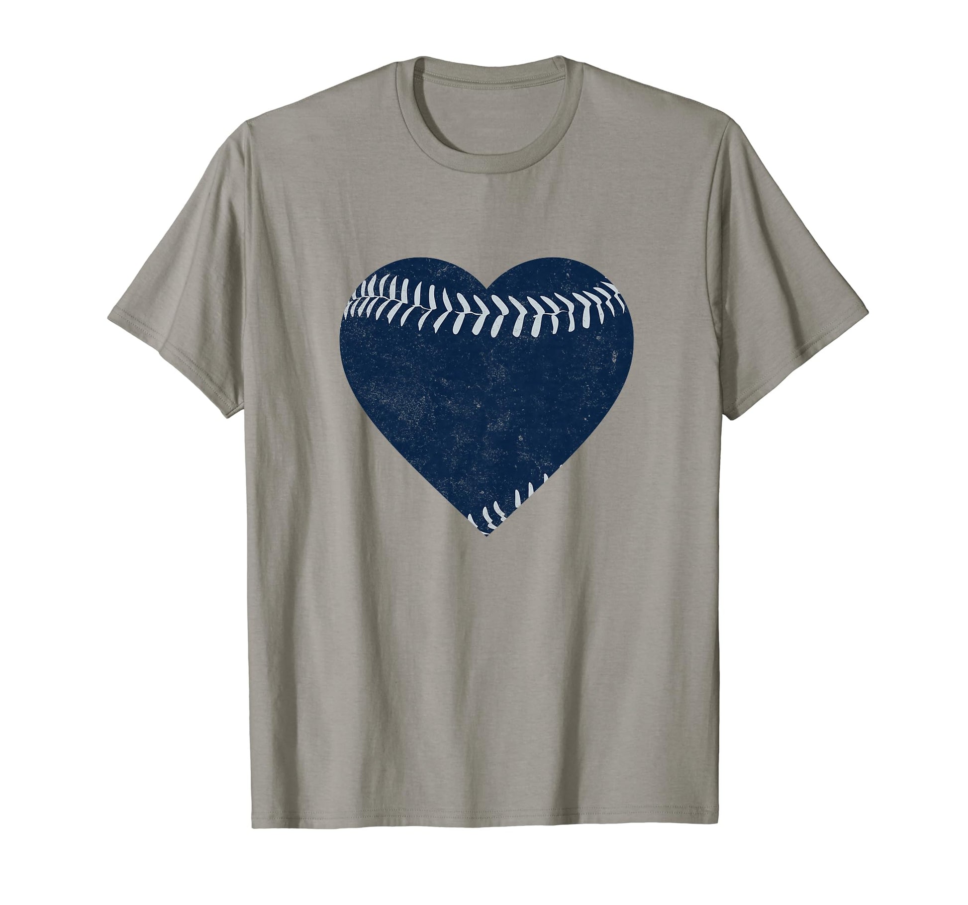 Distressed Baseball Heart Navy Blue T-Shirt - Fun Novelty Design Men Women - T-Shirt, Sweatshirt, Hoodie