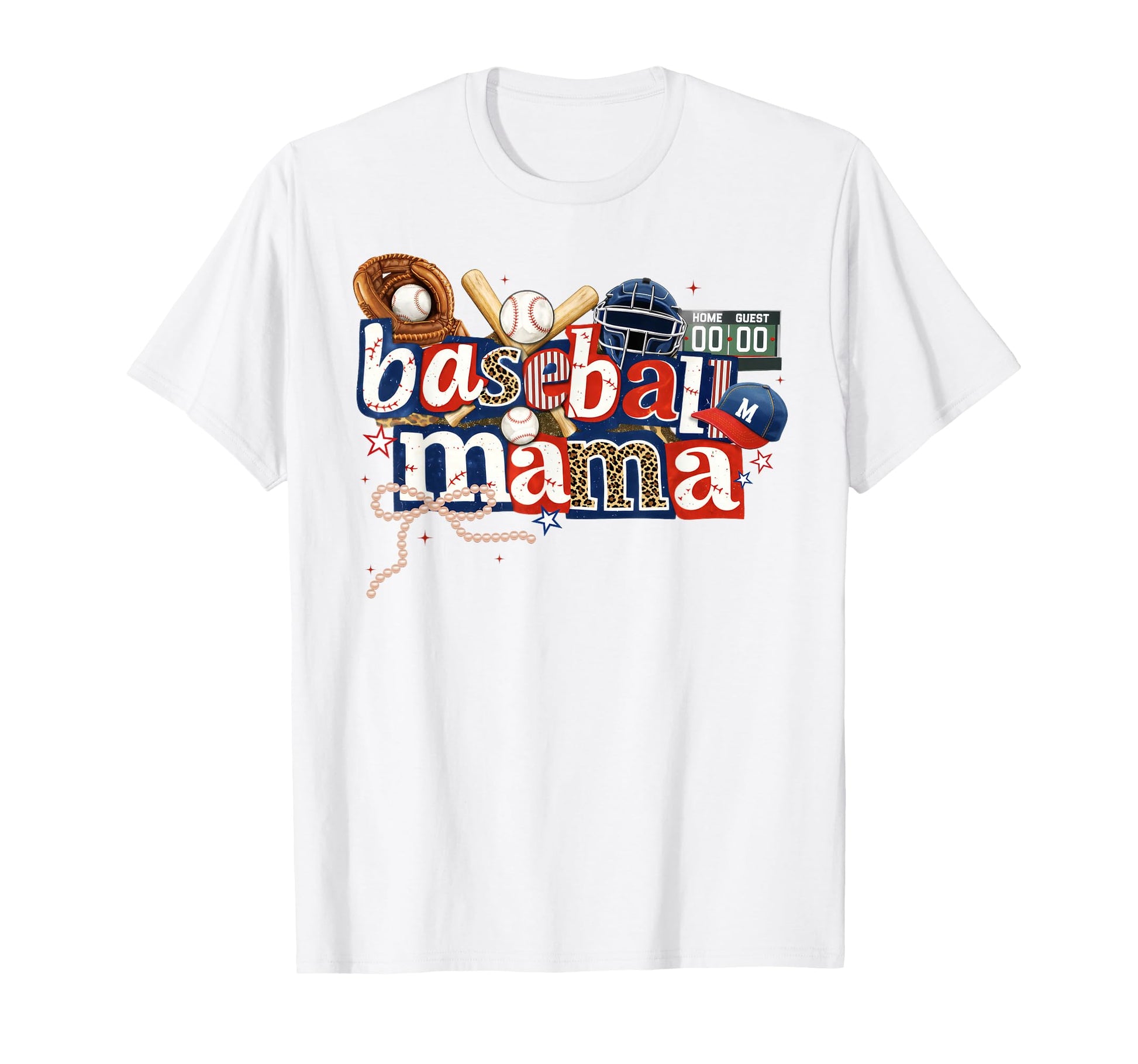 Baseball Mama Sports Mom Baseball Bow T-Shirt - Unique Graphic Men Women - T-Shirt, Sweatshirt, Hoodie