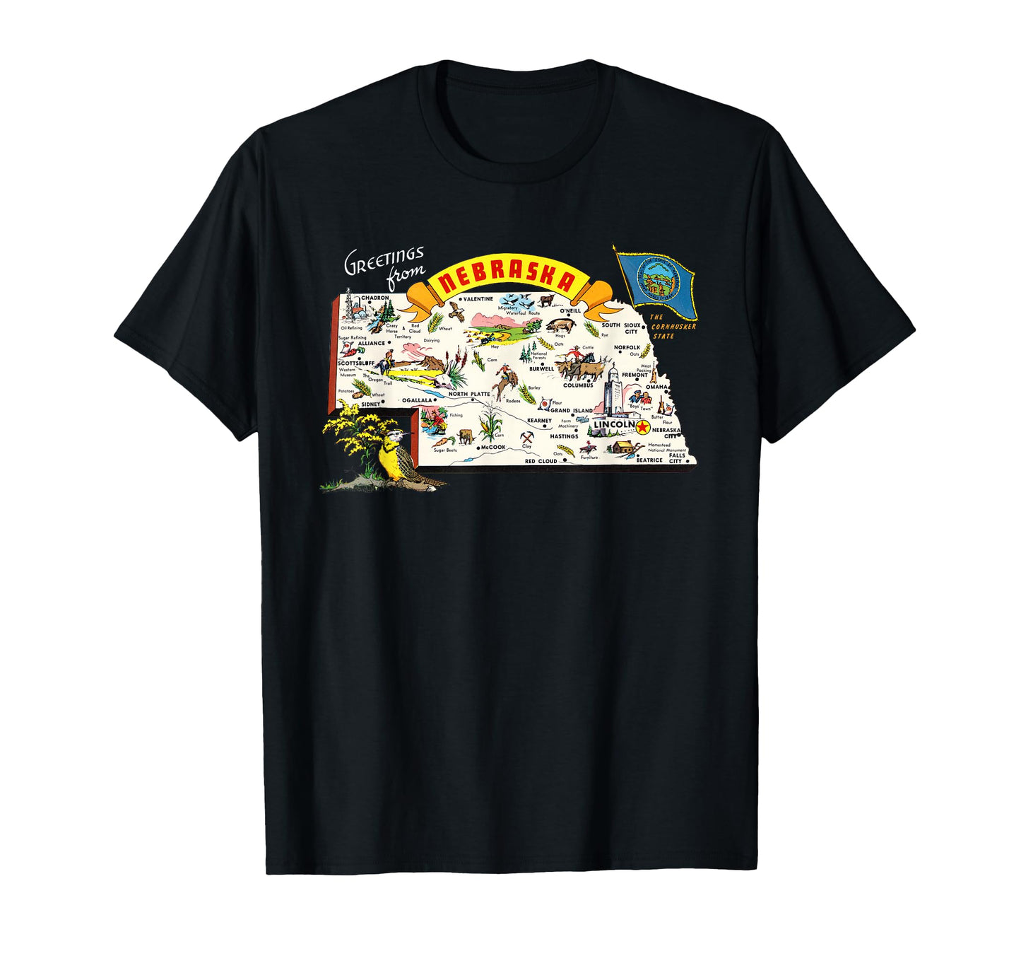 Greetings From Nebraska Map T-Shirt - Minimalist Print for Adults - T-Shirt, Sweatshirt, Hoodie