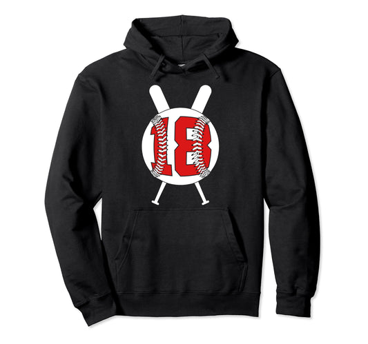 18 Years Baseball 18Th Birthday Hoodie - Fun Novelty Design Unisex - T-Shirt, Sweatshirt, Hoodie
