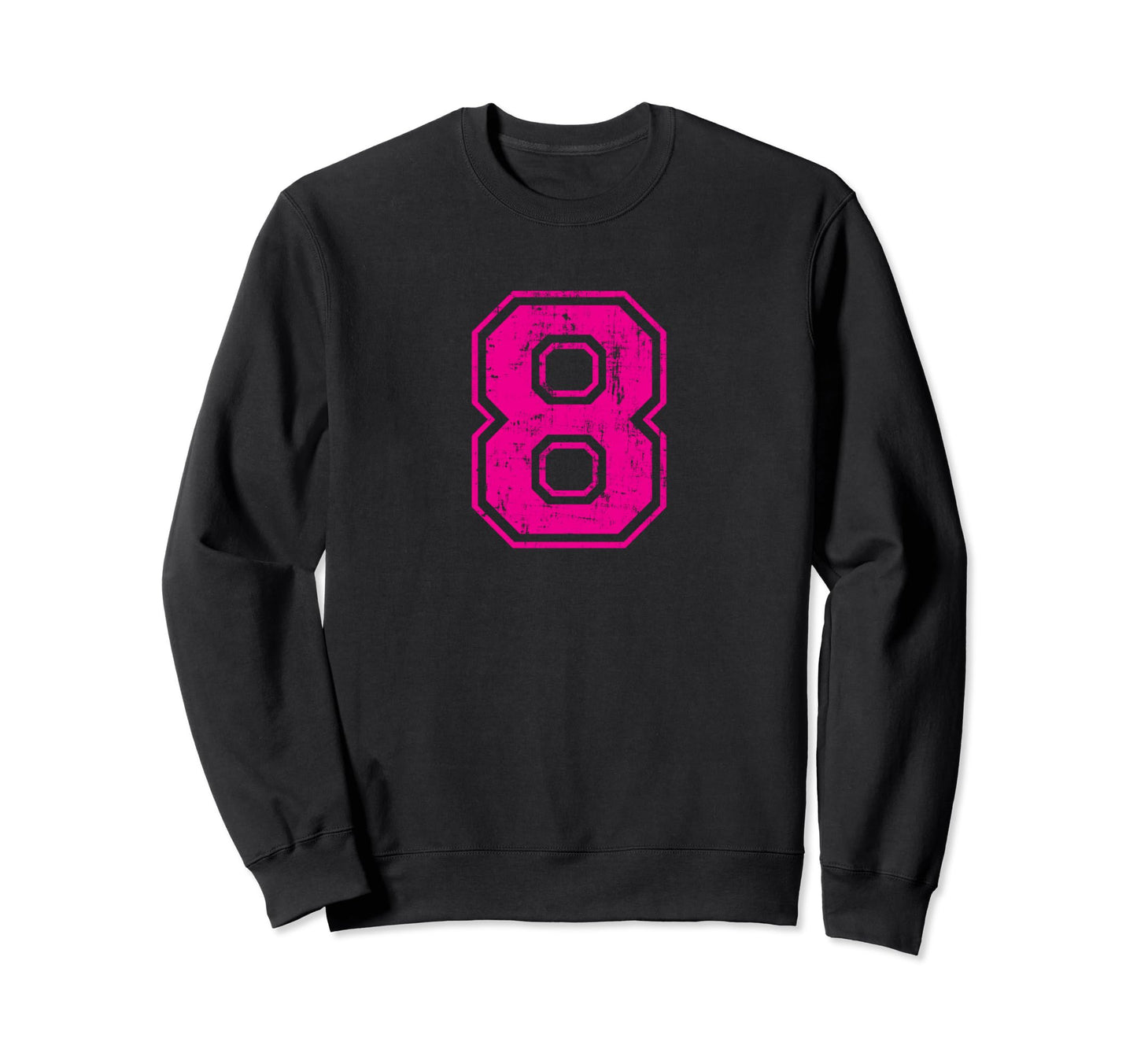 Number 8 Varsity Distressed Sport Sweatshirt - Unique Graphic Men Women - T-Shirt, Sweatshirt, Hoodie