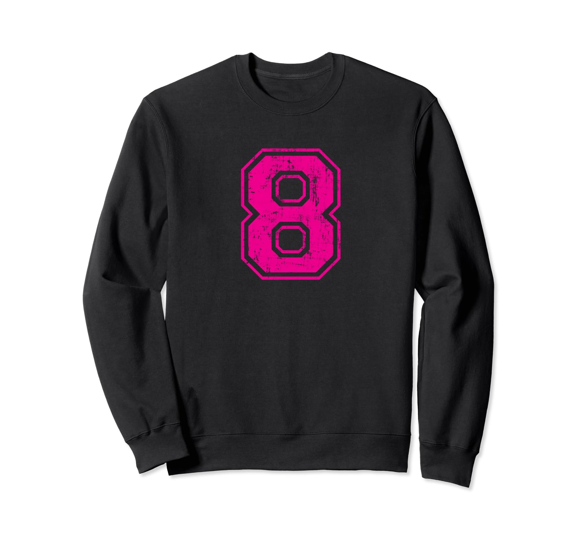 Number 8 Varsity Distressed Sport Sweatshirt - Unique Graphic Men Women - T-Shirt, Sweatshirt, Hoodie