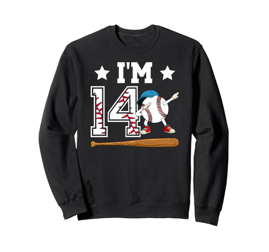 14Th Baseball Birthday Fourteen Year Sweatshirt - Custom Art Print Unisex - T-Shirt, Sweatshirt, Hoodie
