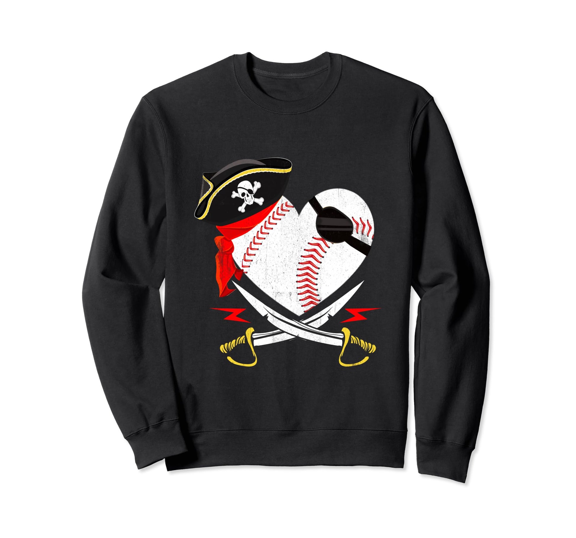 Pirate Baseball Softball Heart Sweatshirt - Custom Art Print Men Women - T-Shirt, Sweatshirt, Hoodie