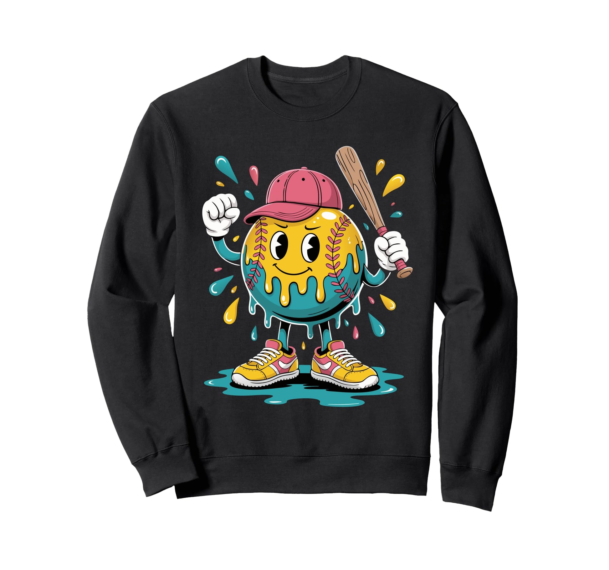 Funny Ice Cream Drip Baseball Spots Sweatshirt - Graphic Print for Adults - T-Shirt, Sweatshirt, Hoodie