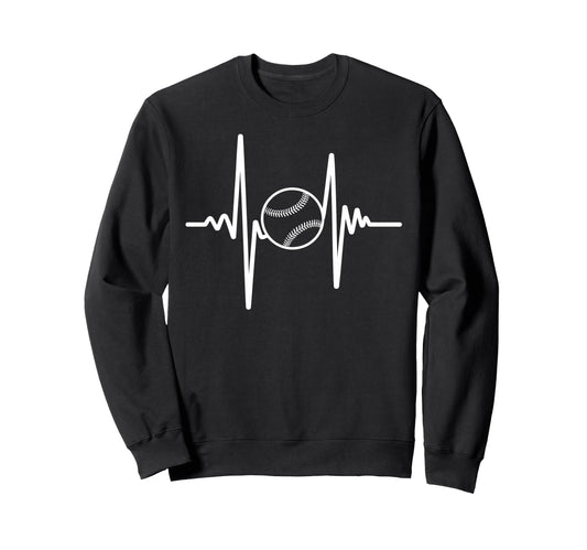 Baseball Heartbeat Frequency Line Sweatshirt - Unique Graphic Men Women - T-Shirt, Sweatshirt, Hoodie