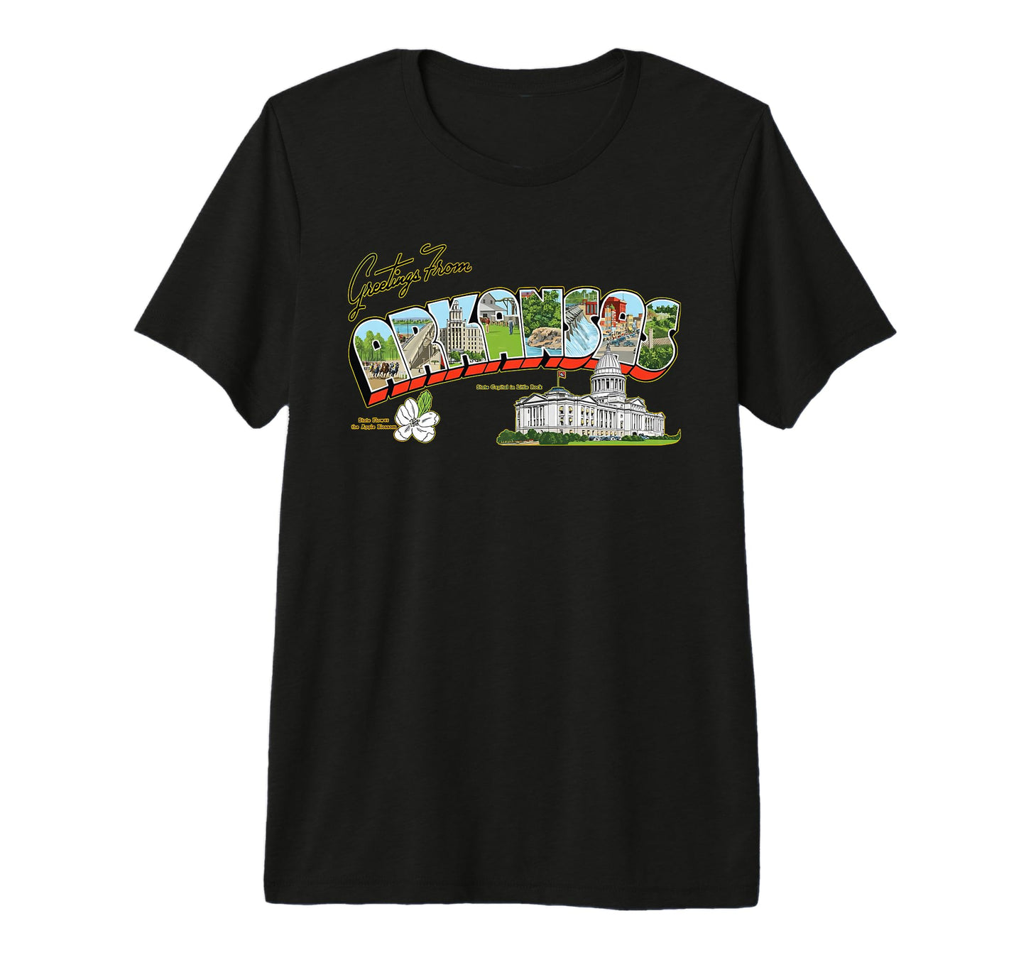 Greetings From Arkansas Postcard Tri T-Shirt - Novelty Apparel for Adults - T-Shirt, Sweatshirt, Hoodie