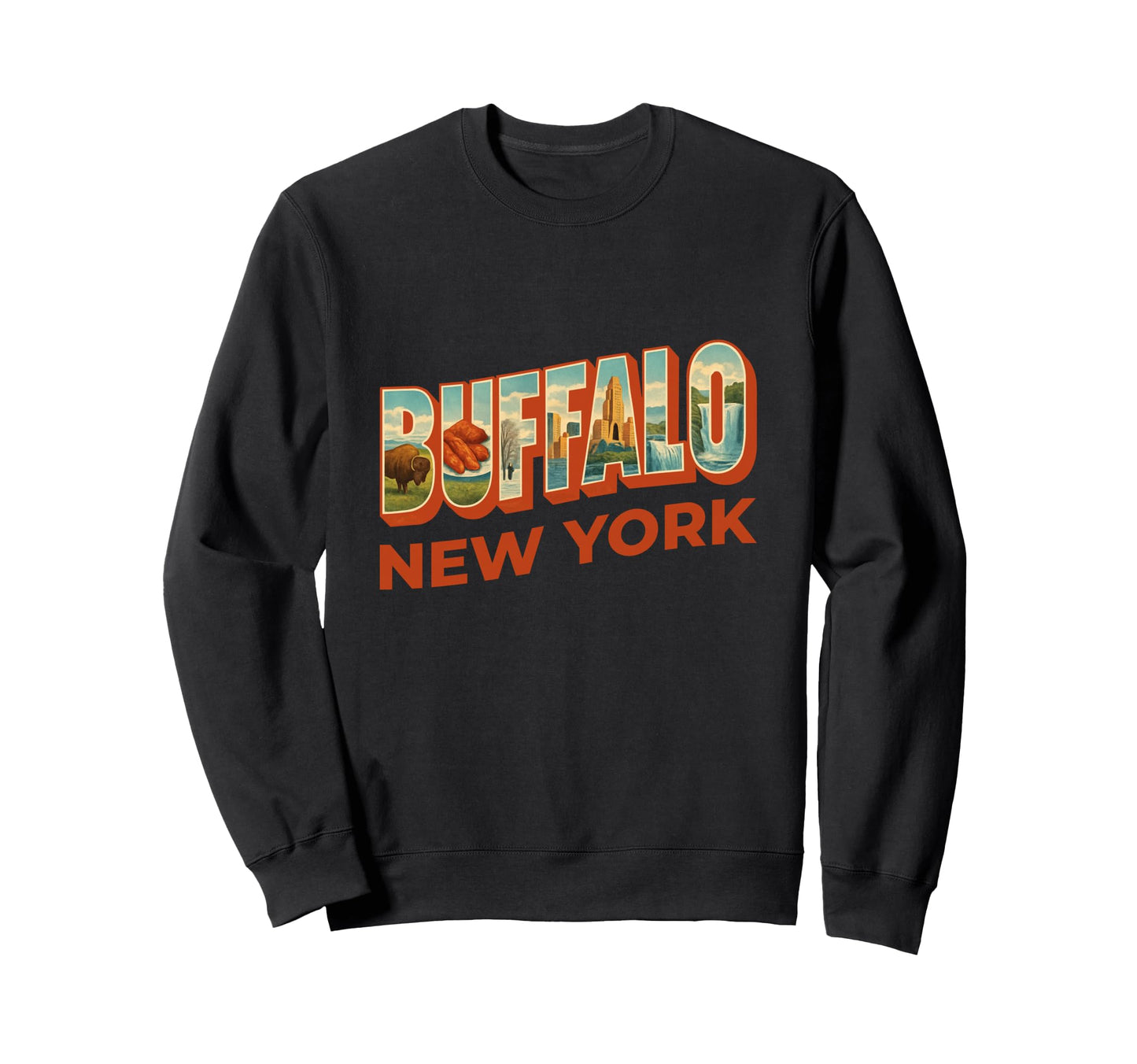 Buffalo New York Famous Icons Sweatshirt - Fun Novelty Design Unisex - T-Shirt, Sweatshirt, Hoodie