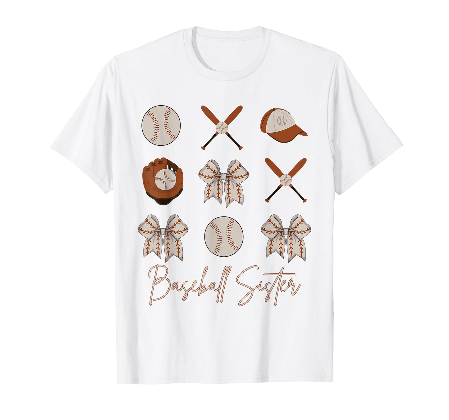 Baseball Sister Coquette Bow Cheer T-Shirt - Fun Novelty Design for Adults - T-Shirt, Sweatshirt, Hoodie