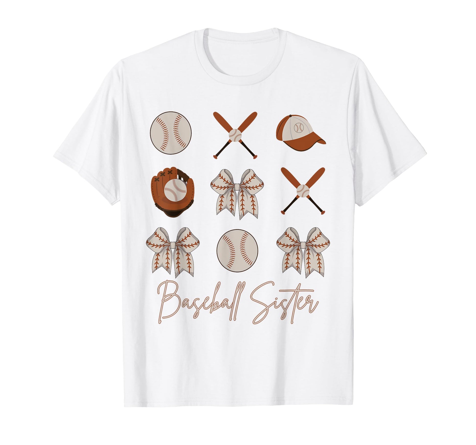 Baseball Sister Coquette Bow Cheer T-Shirt - Fun Novelty Design for Adults - T-Shirt, Sweatshirt, Hoodie