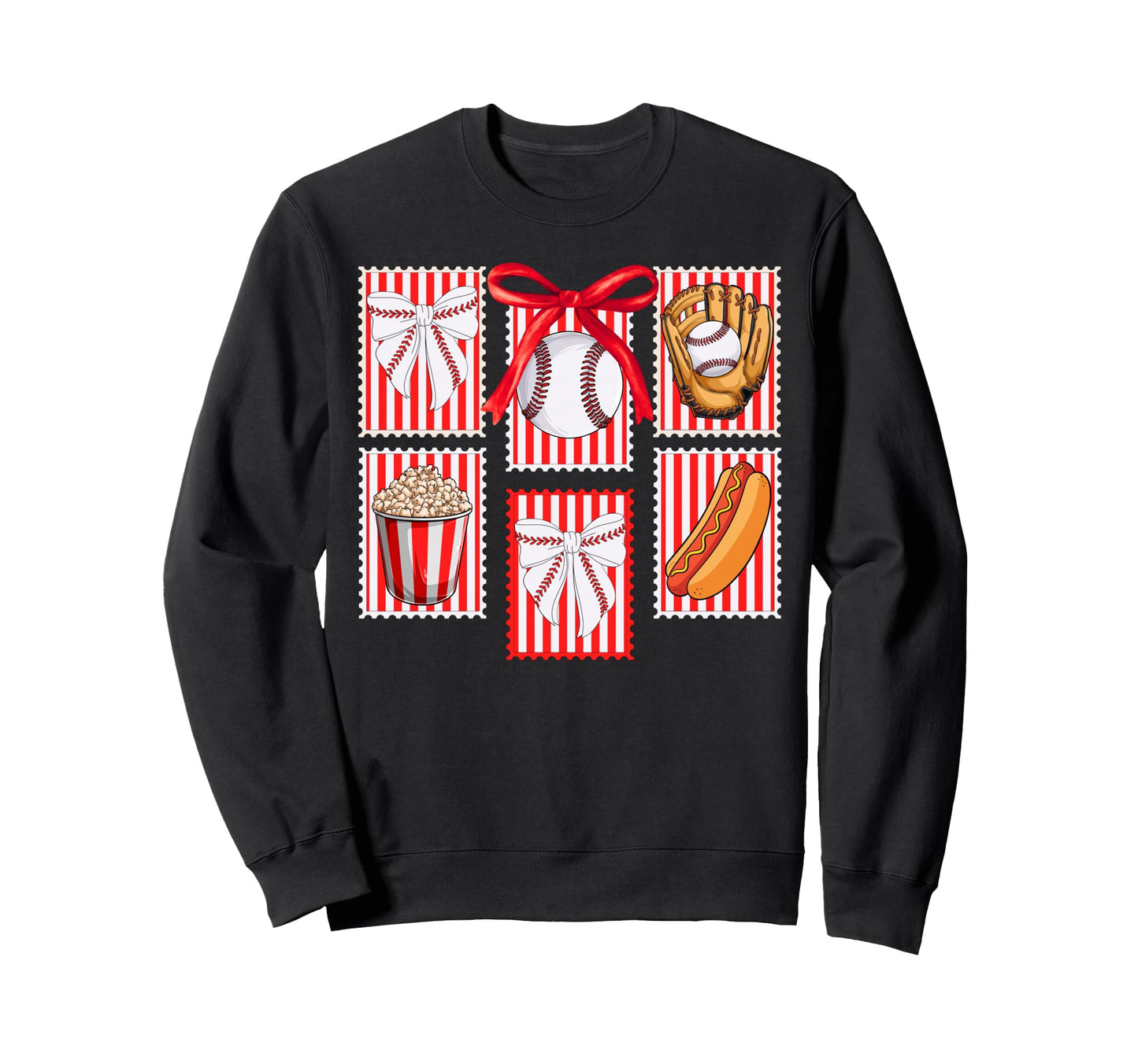 Baseball Stamps Coquette Bow Sweatshirt - Streetwear Style Men Women - T-Shirt, Sweatshirt, Hoodie