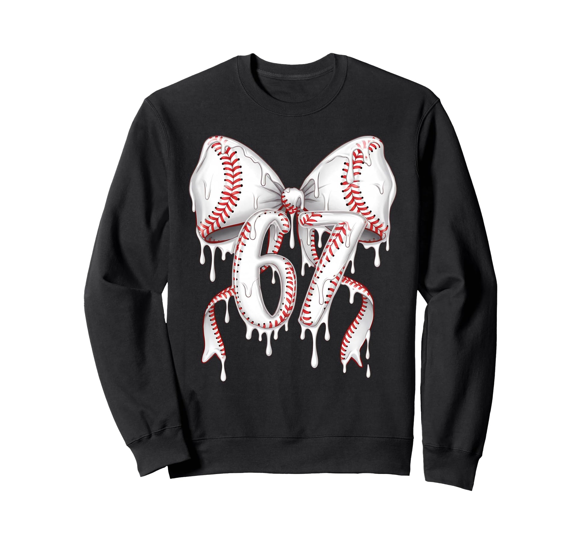 Funny 67 Meme Coquette Bow Baseball Sweatshirt - Graphic Print for Adults - T-Shirt, Sweatshirt, Hoodie