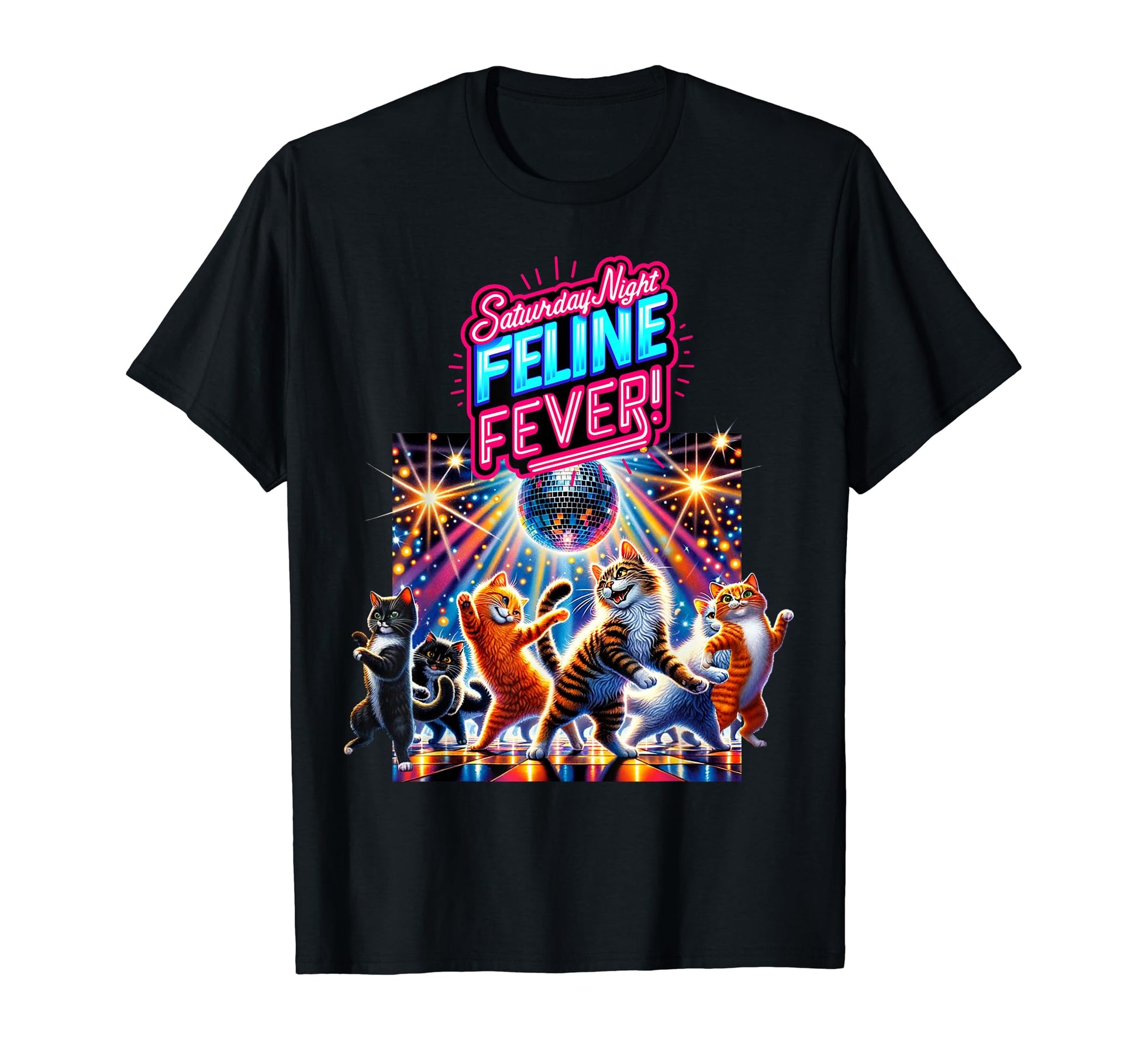 Parody Kitty Cat Lover Disco Feline Fever T-Shirt - Novelty Apparel Unisex - T-Shirt, Sweatshirt, Hoodie