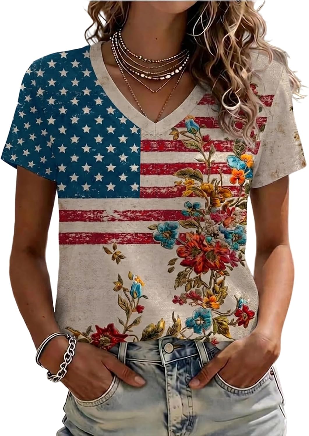 250th Anniversary USA V-Neck Women All Over Print - Adult & Kids T-Shirts, Sweatshirts & Hoodies apparel design preview 1
