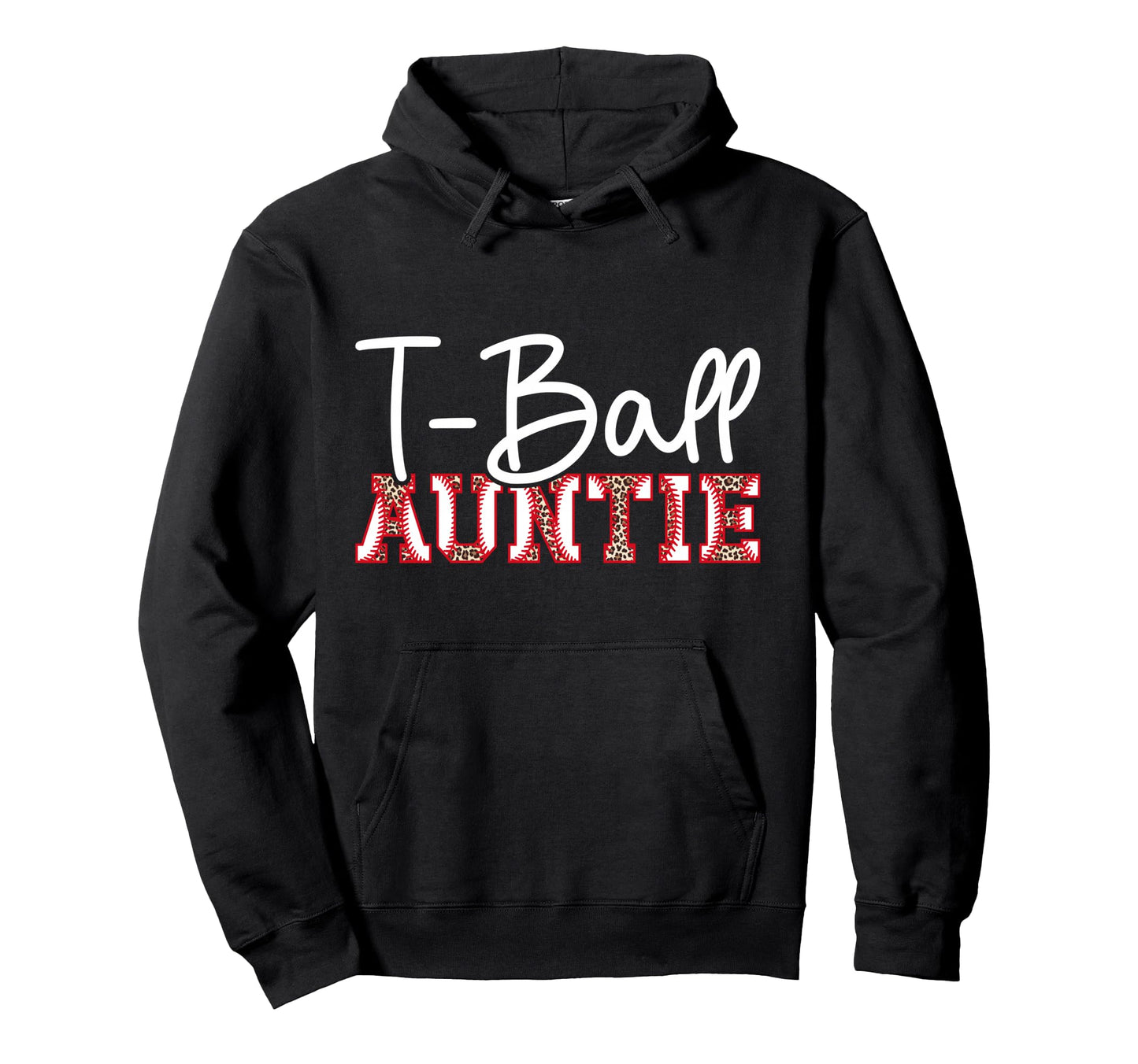 T Ball Auntie Leopard Baseball T Ball Hoodie - Graphic Print for Adults - T-Shirt, Sweatshirt, Hoodie
