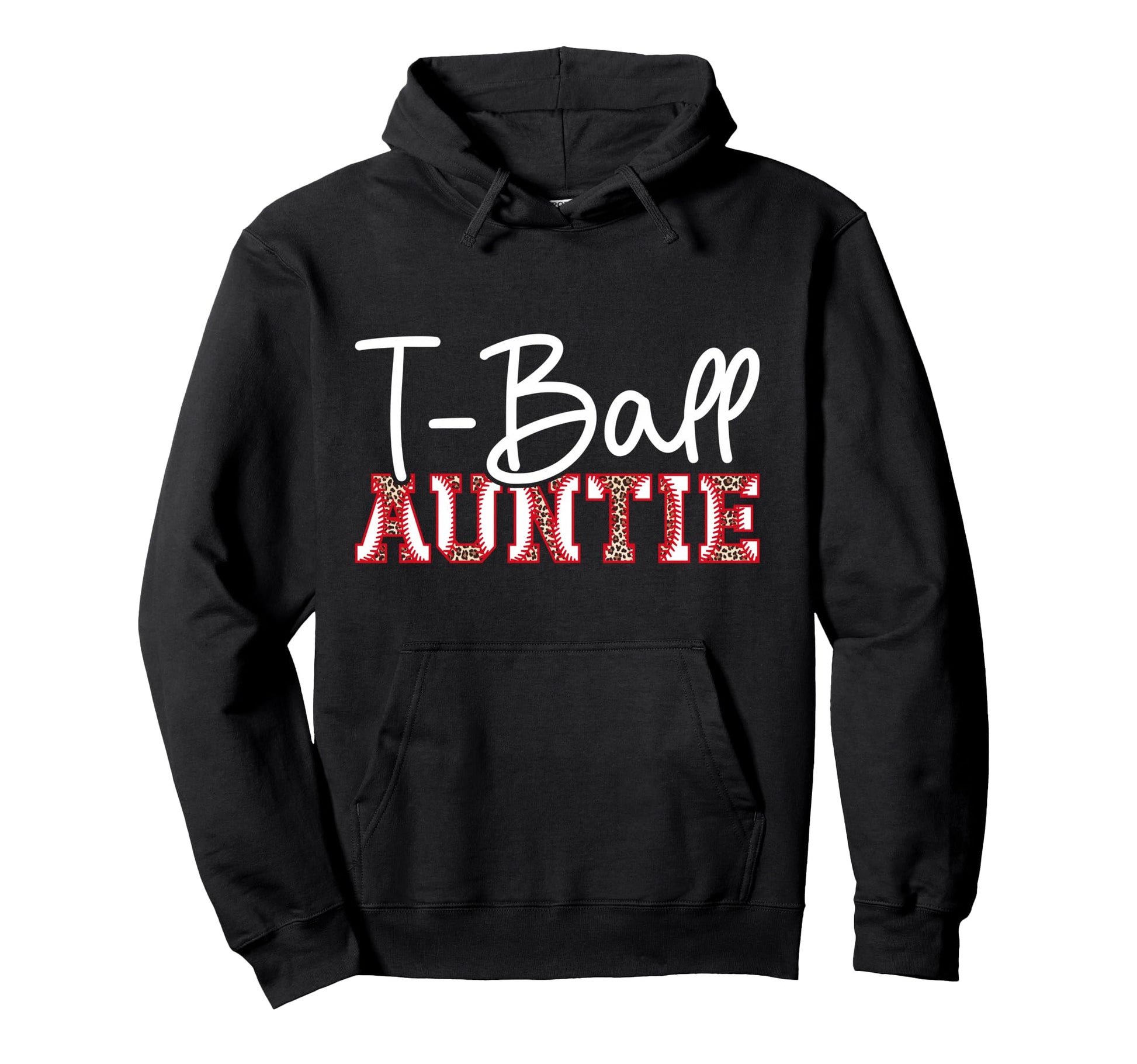 T Ball Auntie Leopard Baseball T Ball Hoodie - Graphic Print for Adults - T-Shirt, Sweatshirt, Hoodie