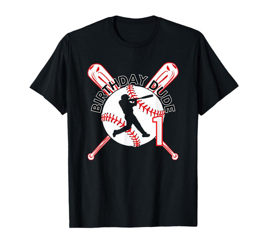 1 Year Old 1St Birthday Dude Baseball T-Shirt - Minimalist Print Unisex - T-Shirt, Sweatshirt, Hoodie