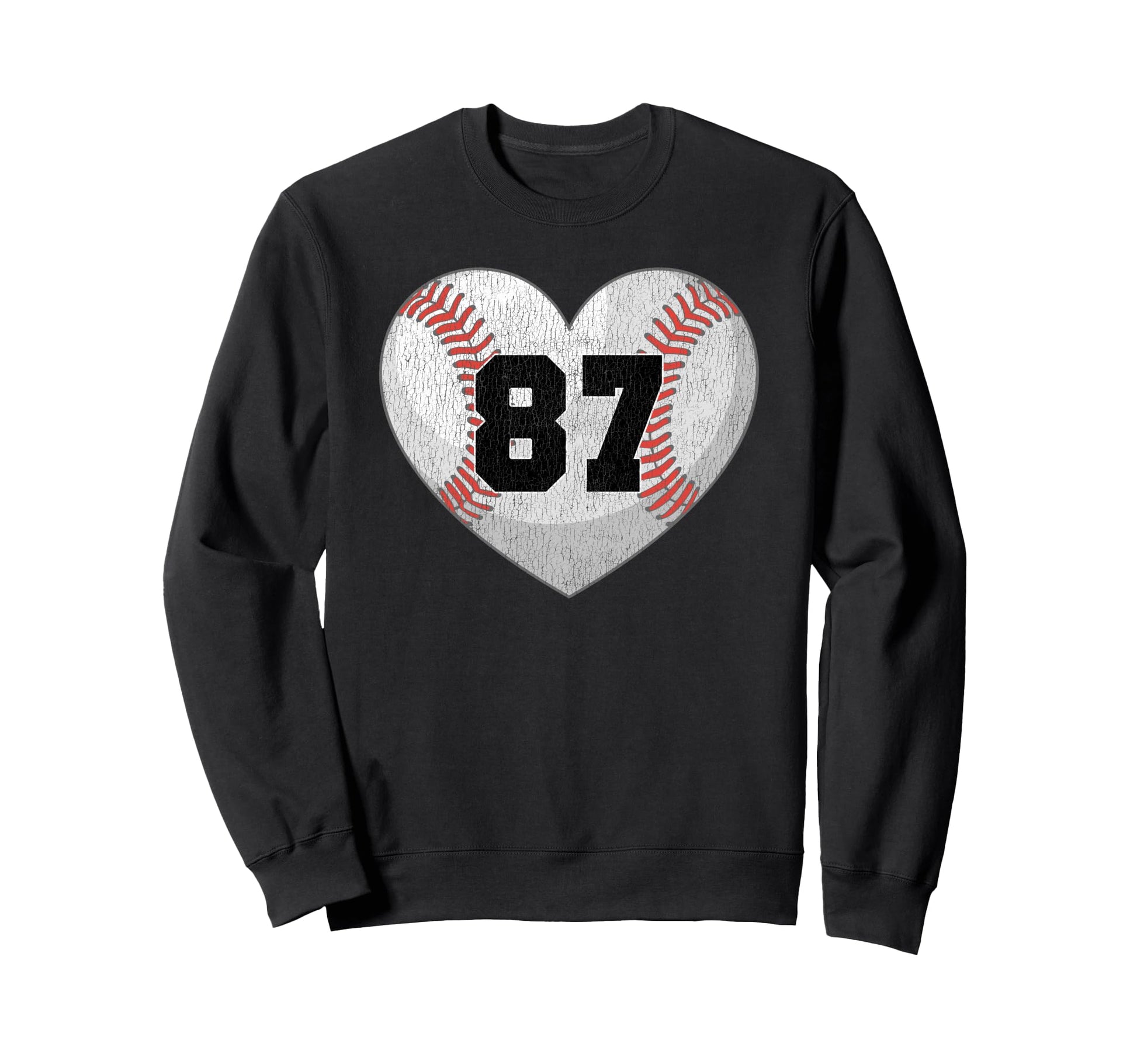 Baseball Number 87 Distressed Sweatshirt - Fun Novelty Design for Adults - T-Shirt, Sweatshirt, Hoodie
