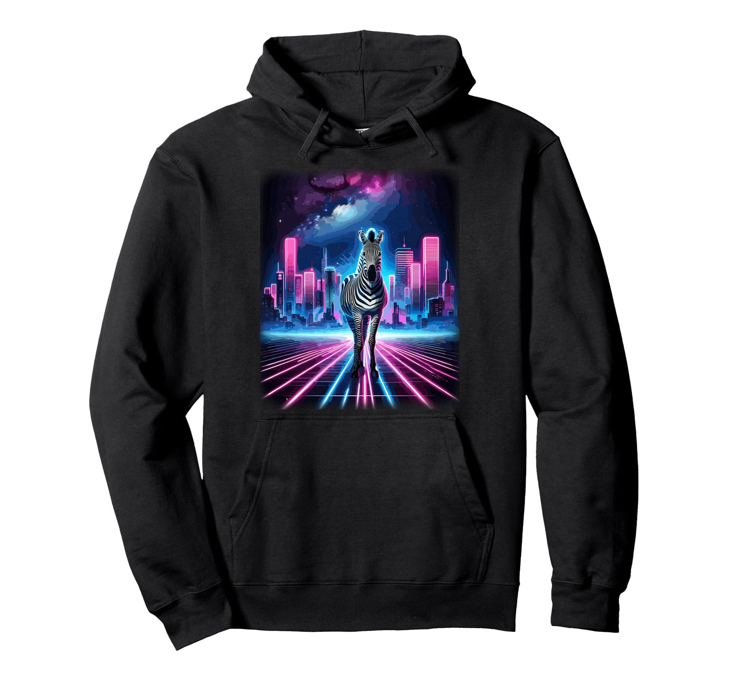 Synthwave Aesthetic Zebra Lover Stuff 80S Hoodie - Trendy Graphic Unisex - T-Shirt, Sweatshirt, Hoodie