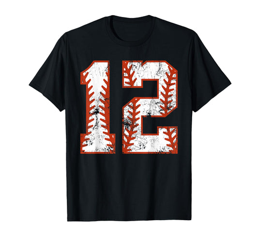 12Th Birthday Baseball Twelve 12 Year Old T-Shirt - Custom Art Print Unisex - T-Shirt, Sweatshirt, Hoodie