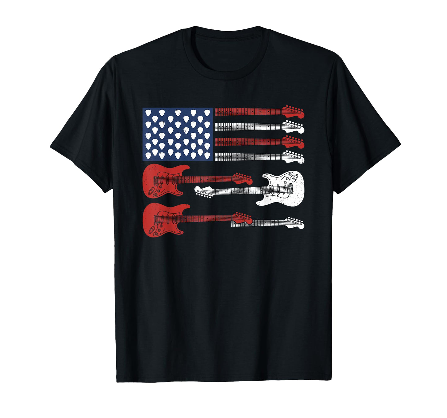 Musician Guitar Flag American Rock T-Shirt - Custom Art Print Men Women - T-Shirt, Sweatshirt, Hoodie