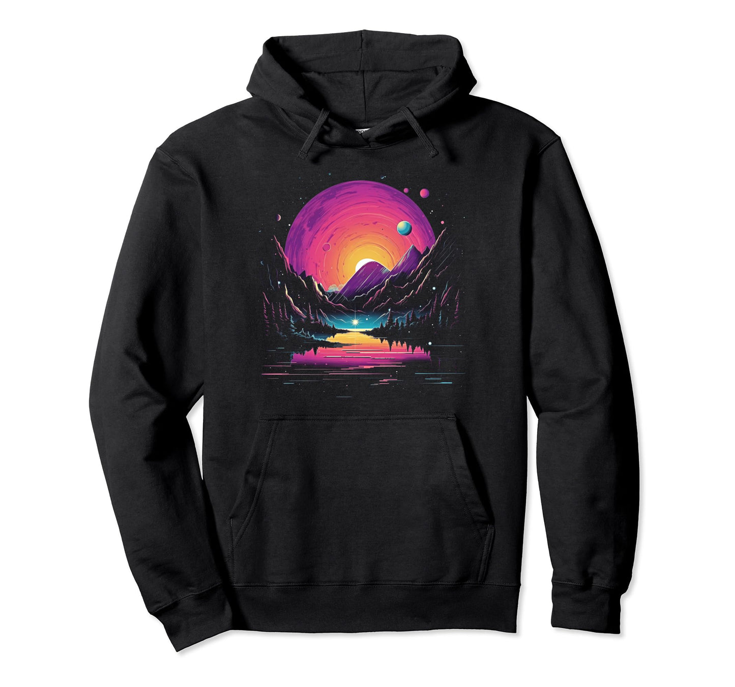 Vaporwave Solar System 80S Synthwave Hoodie - Minimalist Print for Adults - T-Shirt, Sweatshirt, Hoodie