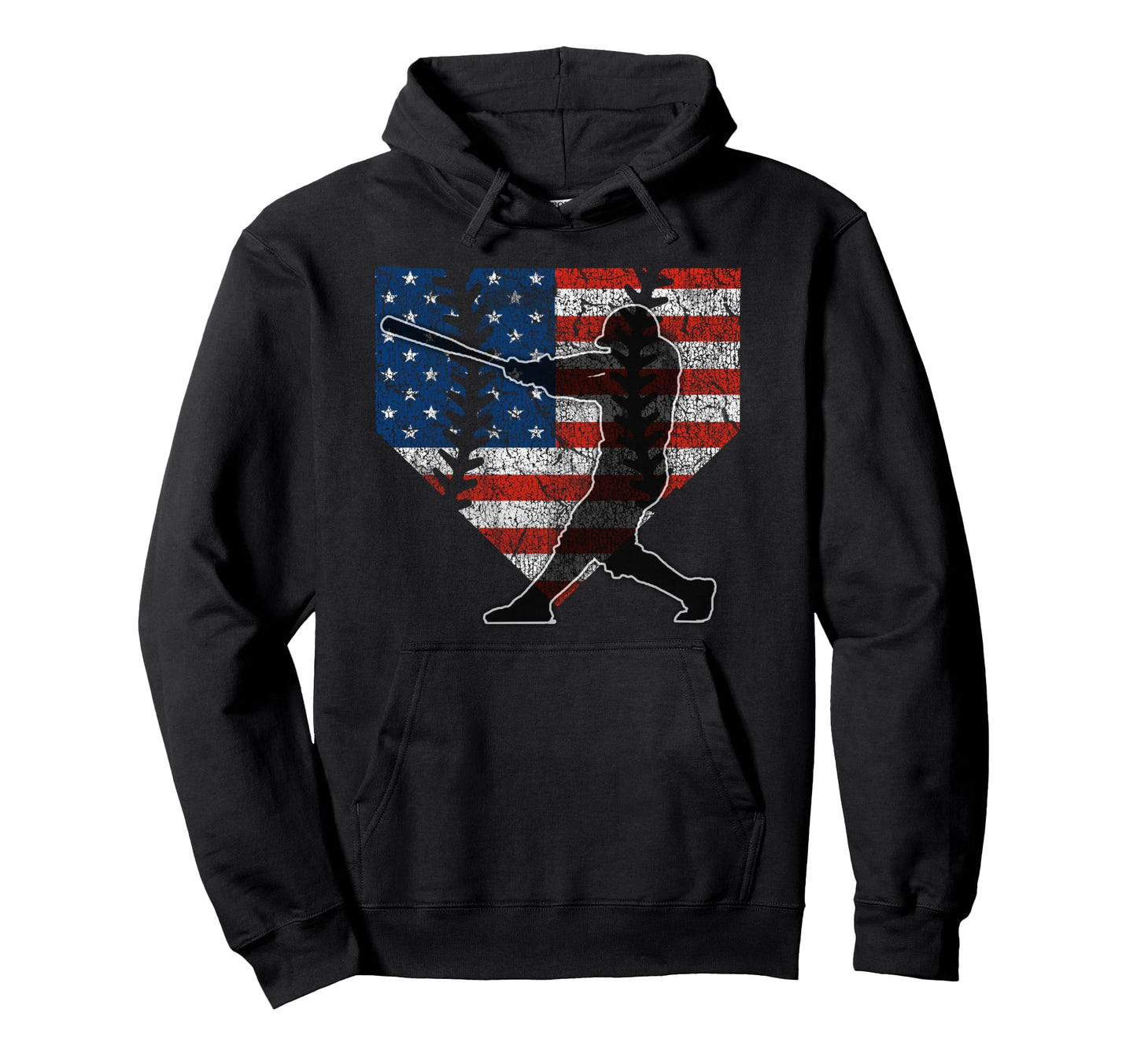 Baseball Player American Flag Home Hoodie - Fun Novelty Design Unisex - T-Shirt, Sweatshirt, Hoodie