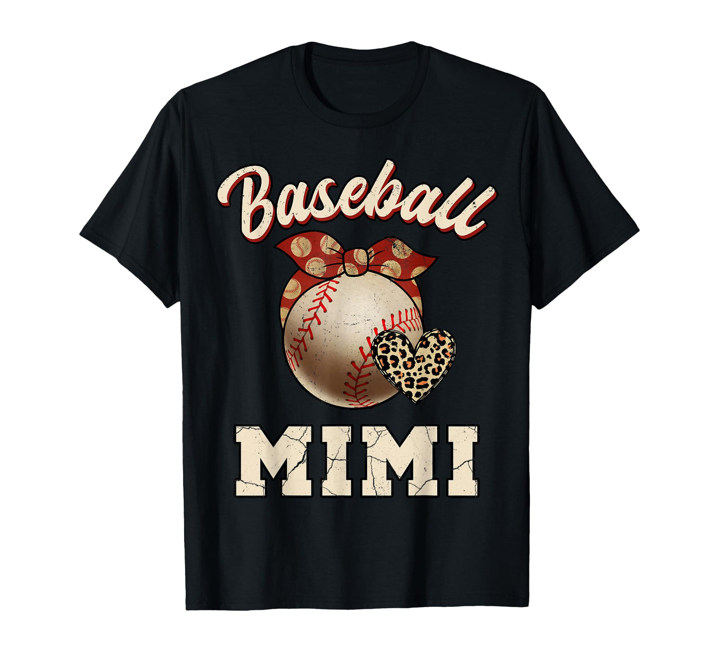 Baseball Mimi Bandana Leopard Heart T-Shirt - Aesthetic Graphic for Adults - T-Shirt, Sweatshirt, Hoodie