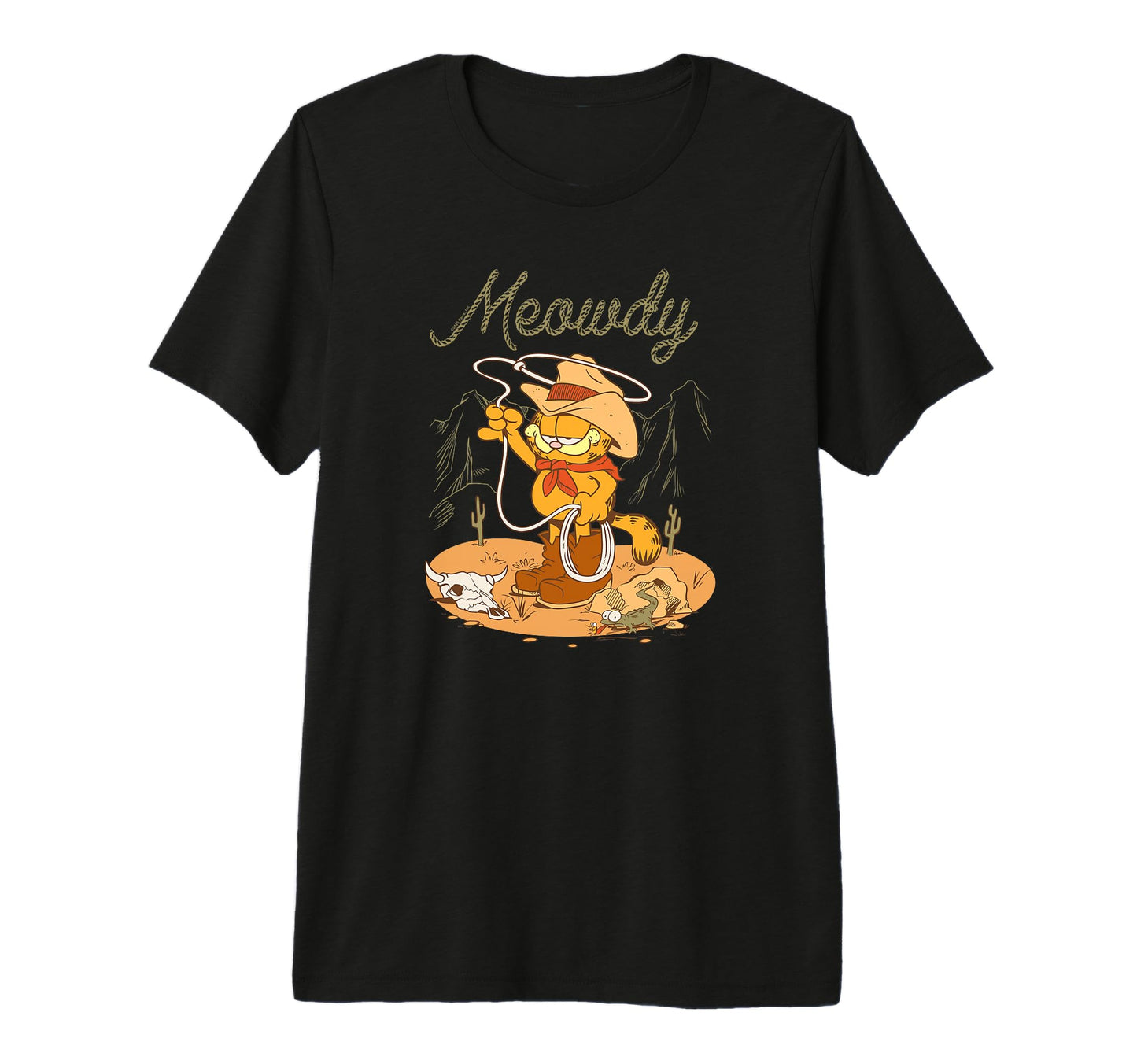 Garfield Meowdy Western Scene Cartoon T-Shirt - Fun Novelty Design Unisex - T-Shirt, Sweatshirt, Hoodie