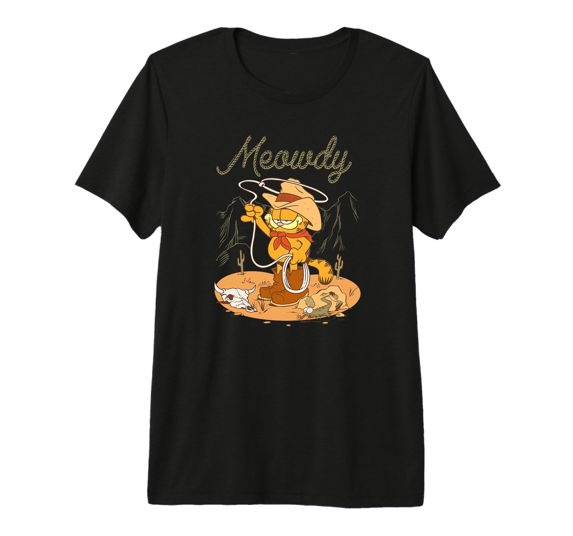 Garfield Meowdy Western Scene Cartoon T-Shirt - Fun Novelty Design Unisex - T-Shirt, Sweatshirt, Hoodie