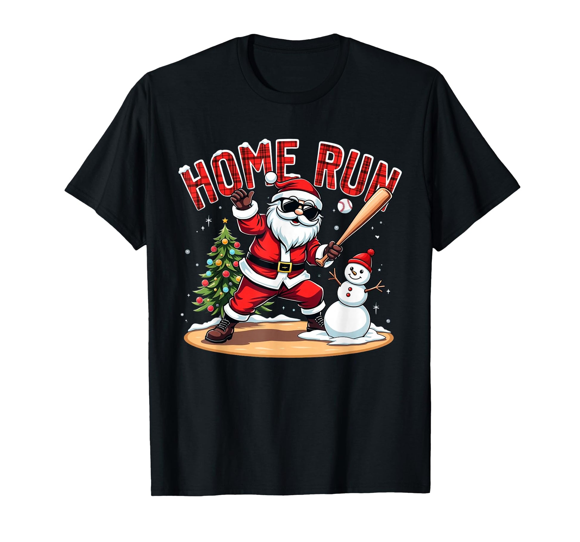 Home Run Baseball Santa Claus Snowman T-Shirt - Minimalist Print Unisex - T-Shirt, Sweatshirt, Hoodie