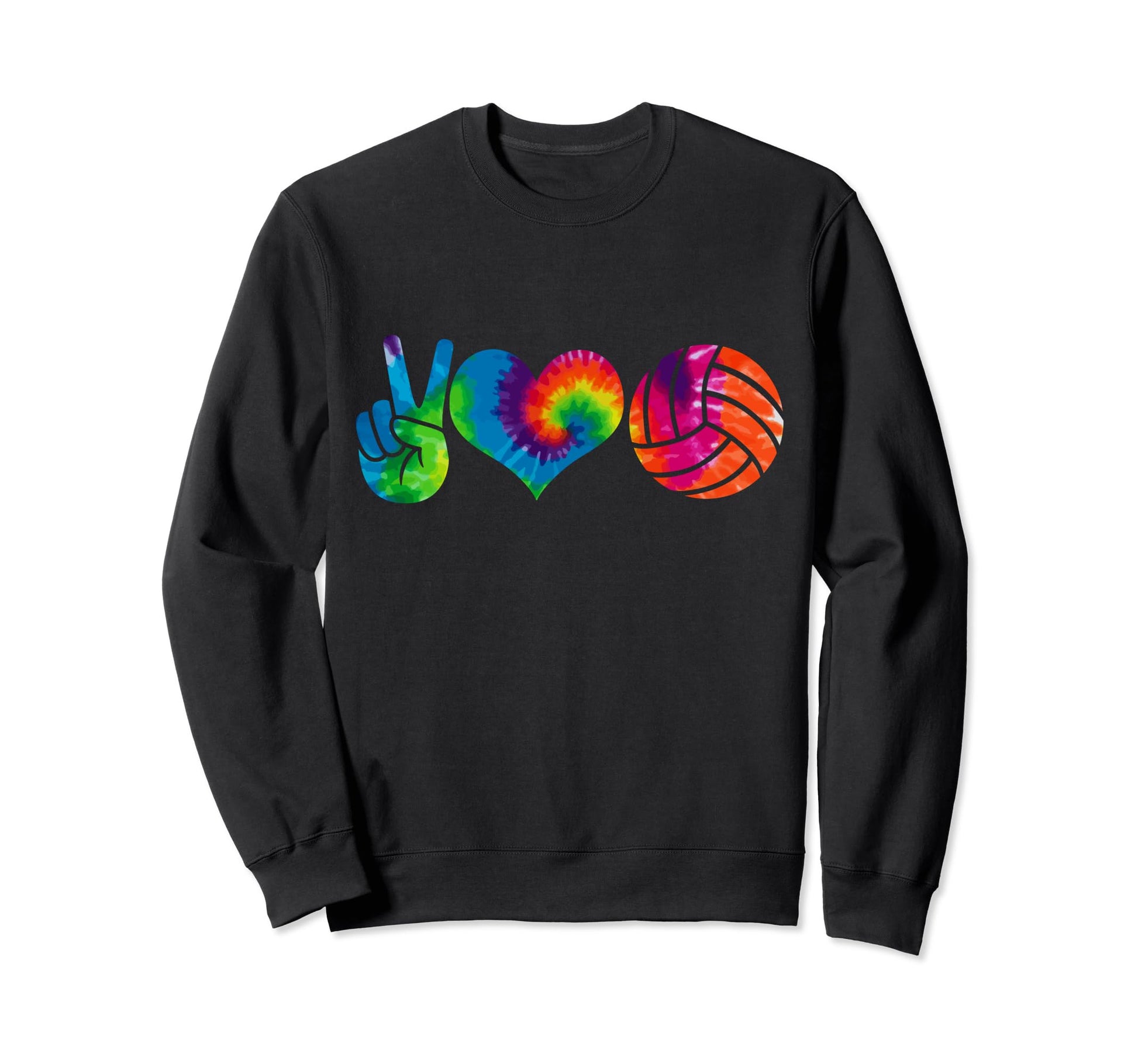 Volleyball Player Peace Love Tie Dye Sweatshirt - Unique Graphic Men Women - T-Shirt, Sweatshirt, Hoodie