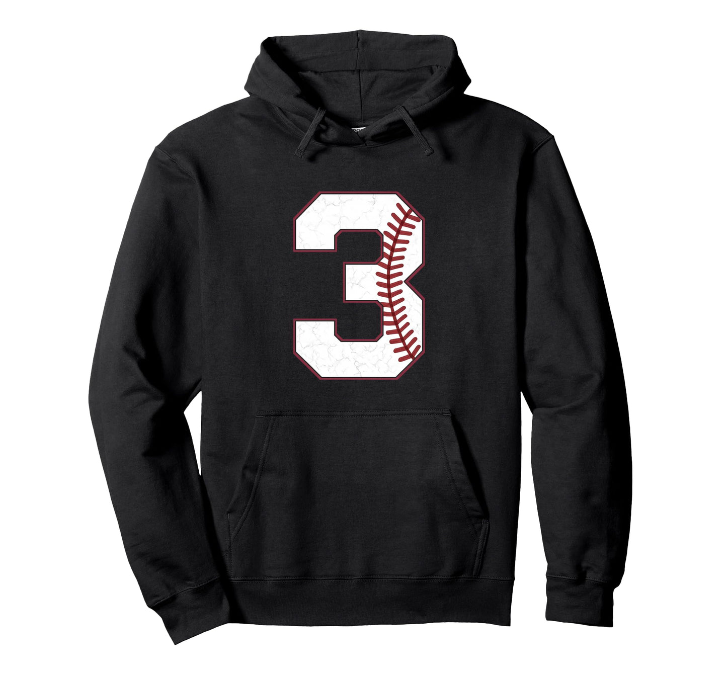 Distressed Baseball Jersey Number 3 Hoodie - Fun Novelty Design Men Women - T-Shirt, Sweatshirt, Hoodie
