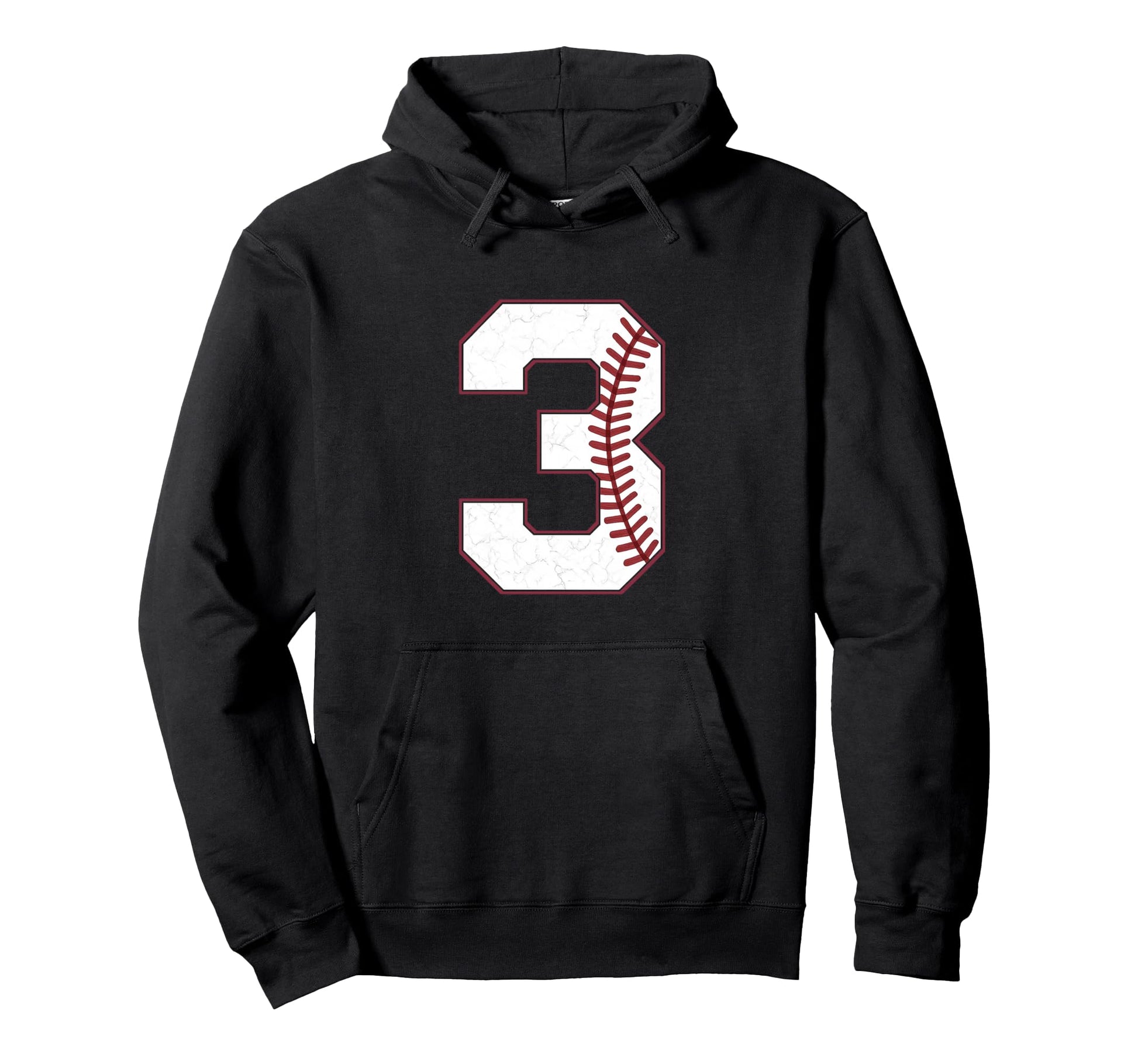 Distressed Baseball Jersey Number 3 Hoodie - Fun Novelty Design Men Women - T-Shirt, Sweatshirt, Hoodie