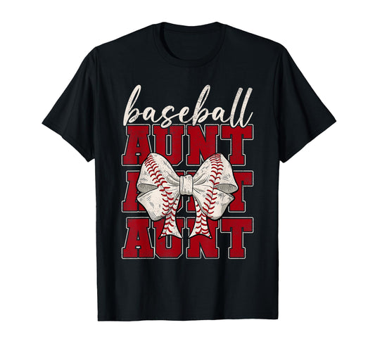 Baseball Aunt Coquette Bow Sport Lover T-Shirt - Unique Graphic Unisex - T-Shirt, Sweatshirt, Hoodie